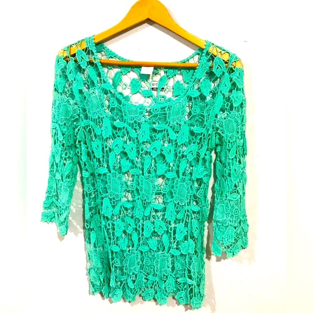 Ruby Cover Up Tunic Swimming wear Beach Sumer Turquoise Lace Women’s M